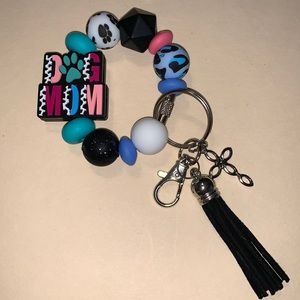 Handmade Dog Mom Keychain/Fingerlet with Tassel and Charm